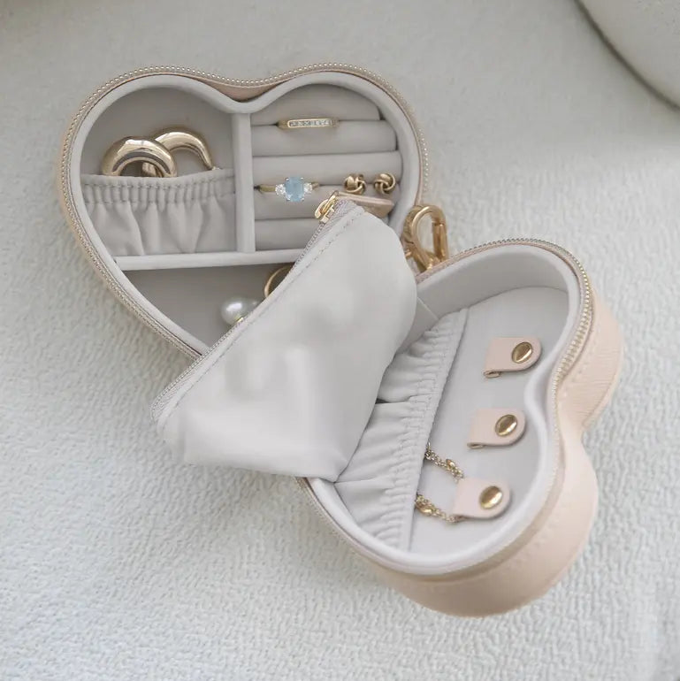 Heart Jewellery Box - Blush Pink Raffia