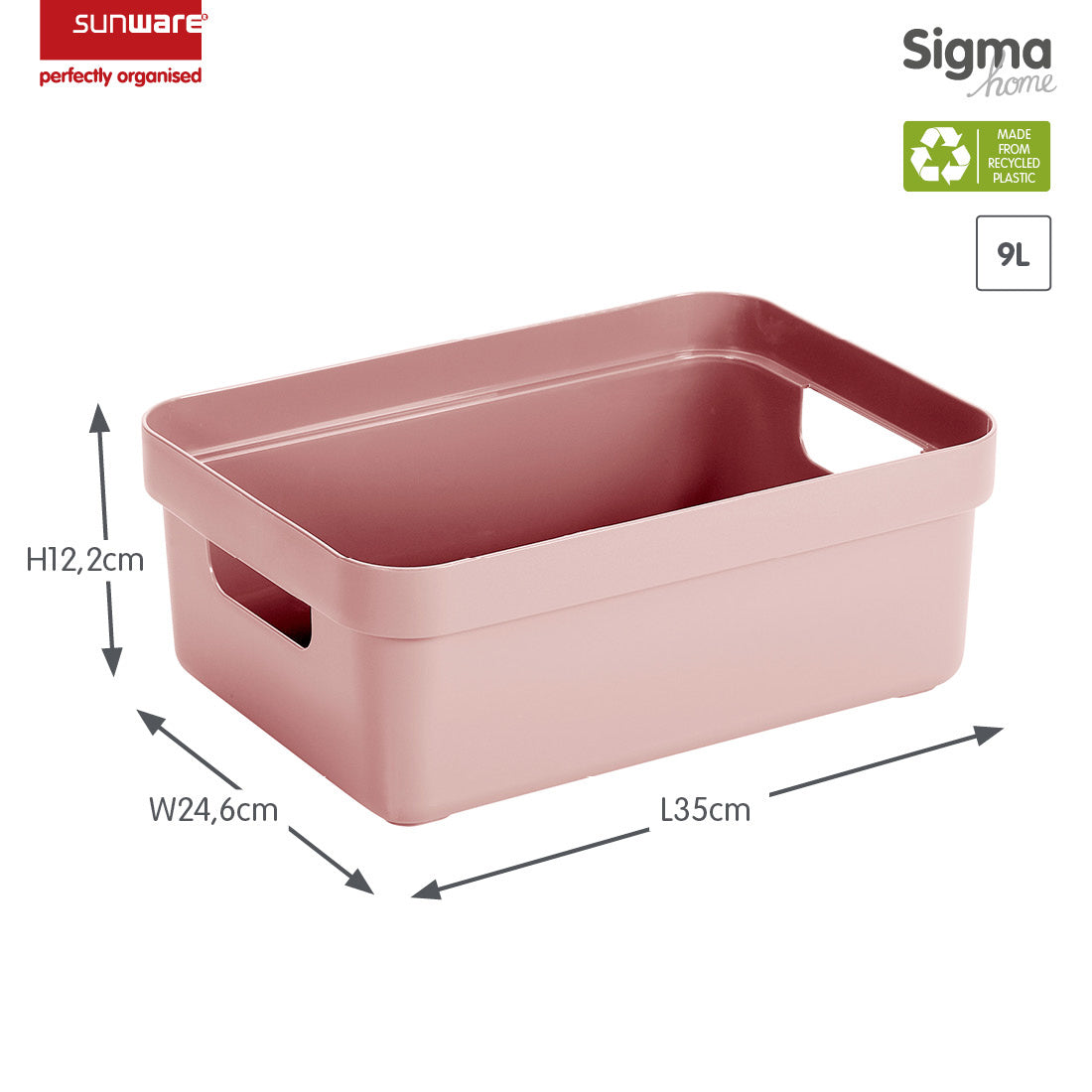 Sigma Home Storage Box 9L - Pink - The Organised Store