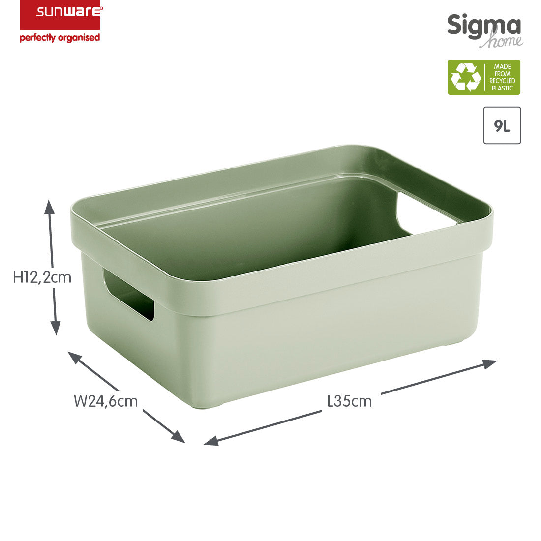 Sigma Home Storage Box 9L - Green - The Organised Store