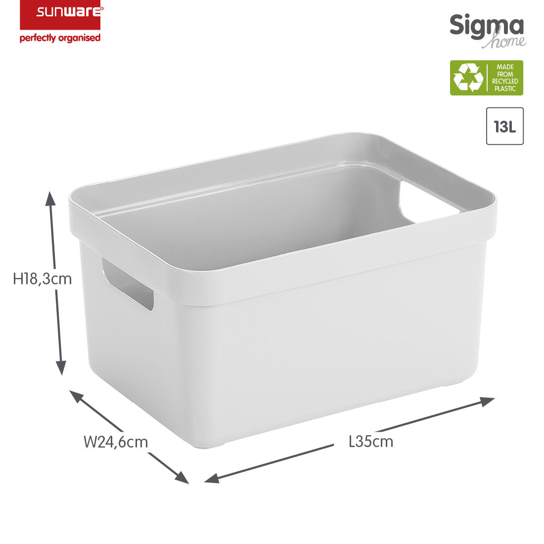 Sigma Home Storage Box 13L - White - The Organised Store