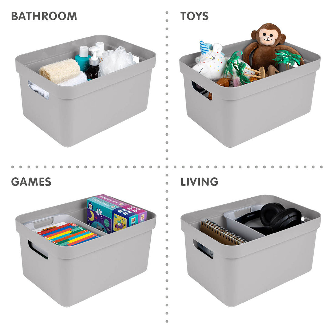Sigma Home Storage Box 13L - Light Grey - The Organised Store