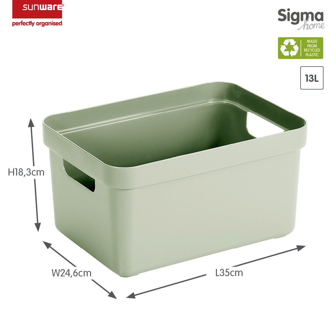 Sigma Home Storage Box 13L - Green - The Organised Store