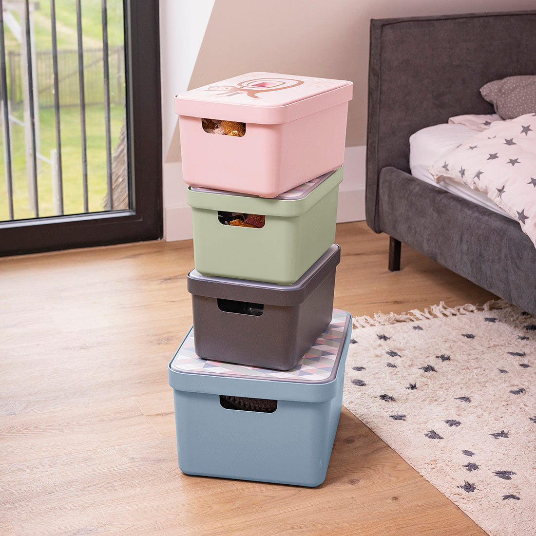 Sigma Home Storage Box 18L - Green & Dark Blue