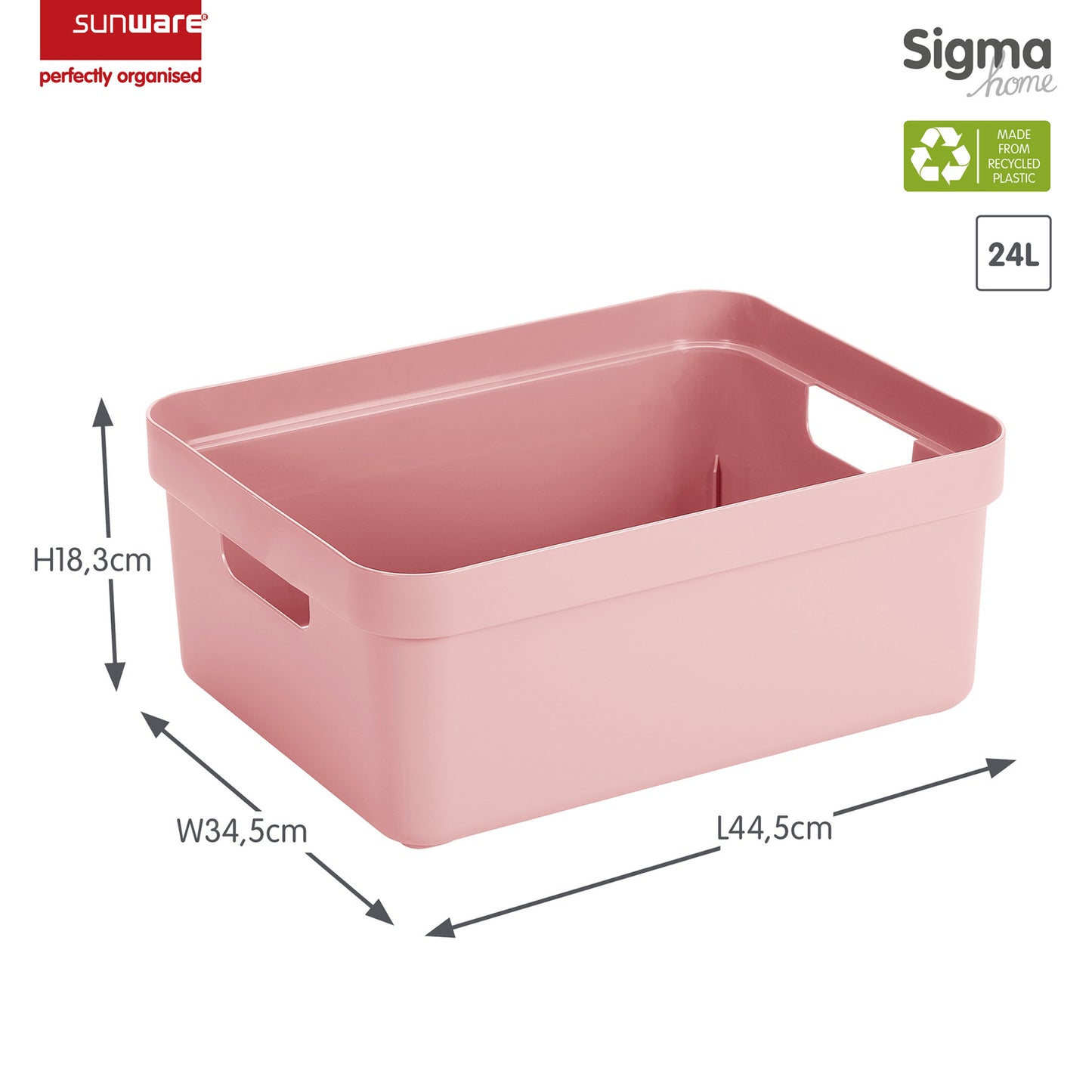 Sigma Home Storage Box 24L-Pink - The Organised Store