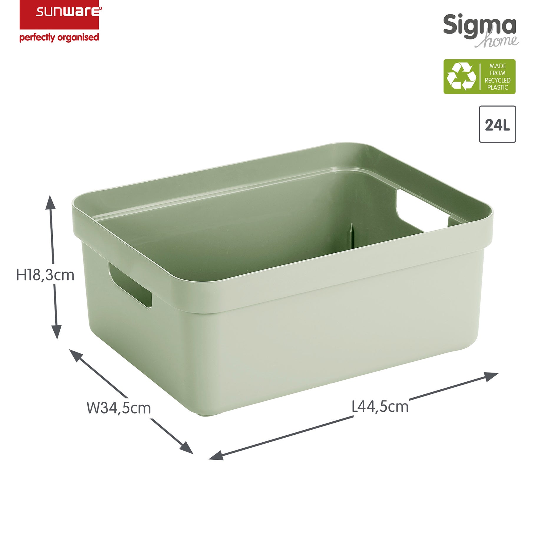 Sigma Home Storage Box, 24L - Green - The Organised Store