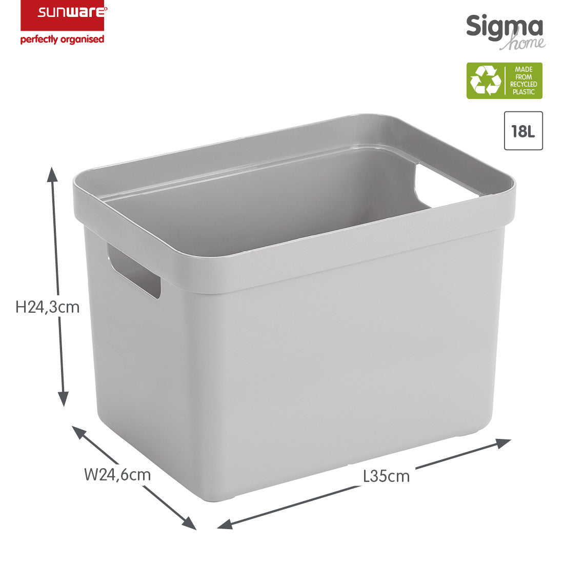 Sigma Home Storage Box 18L - Grey