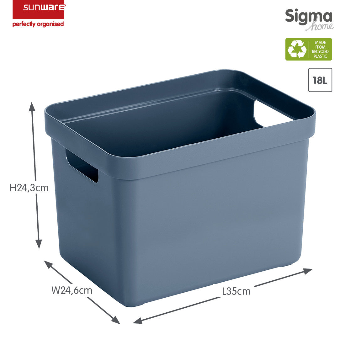 Sigma Home Storage Box 18L - Green & Dark Blue