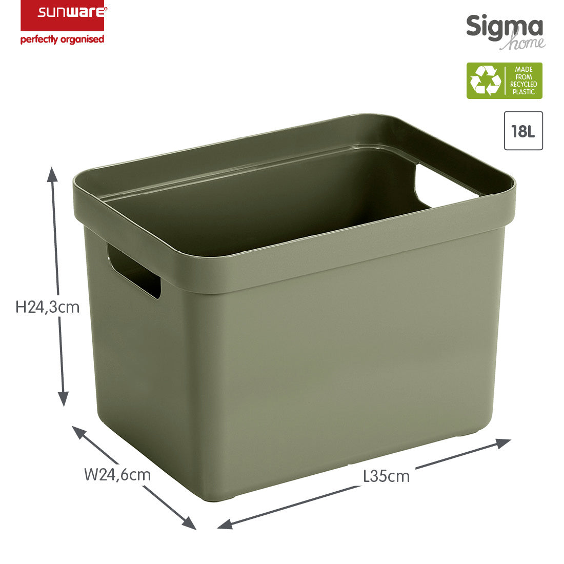 Sigma Home Storage Box 18L - Dark Green