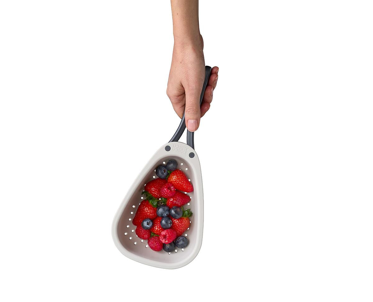 Droplet Large White Colander with Folding Handle