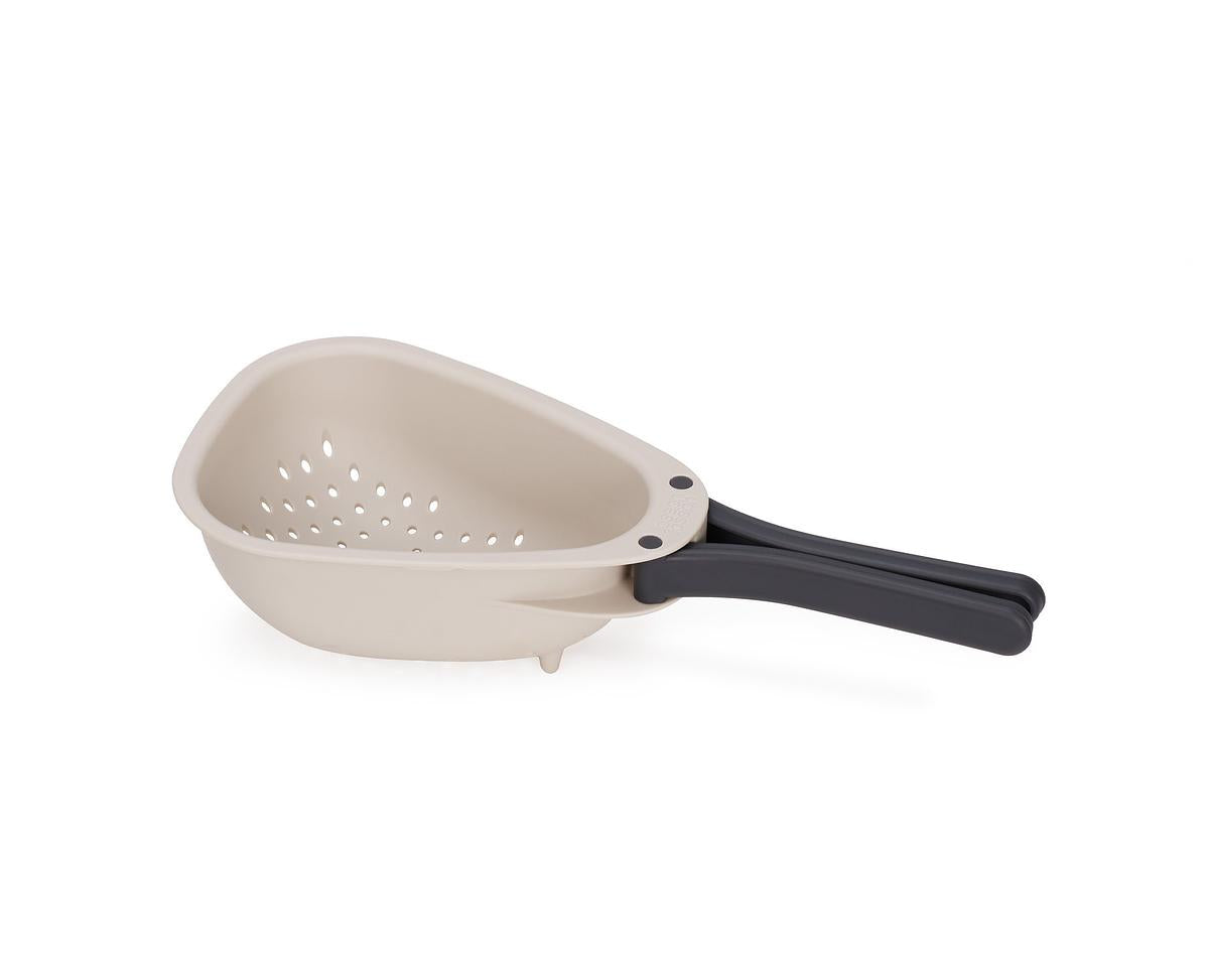 Droplet Large White Colander with Folding Handle