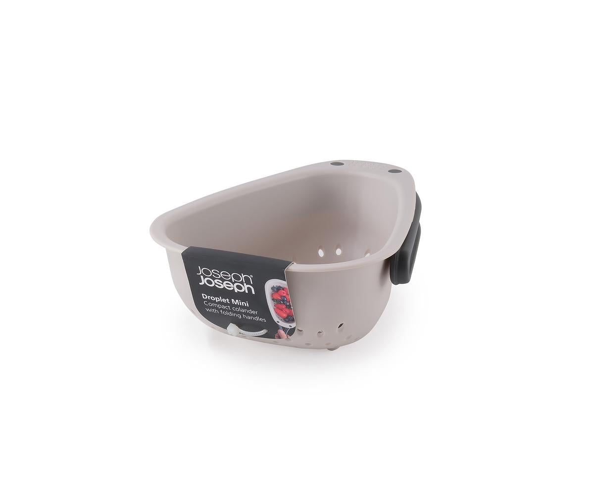 Droplet Large White Colander with Folding Handle