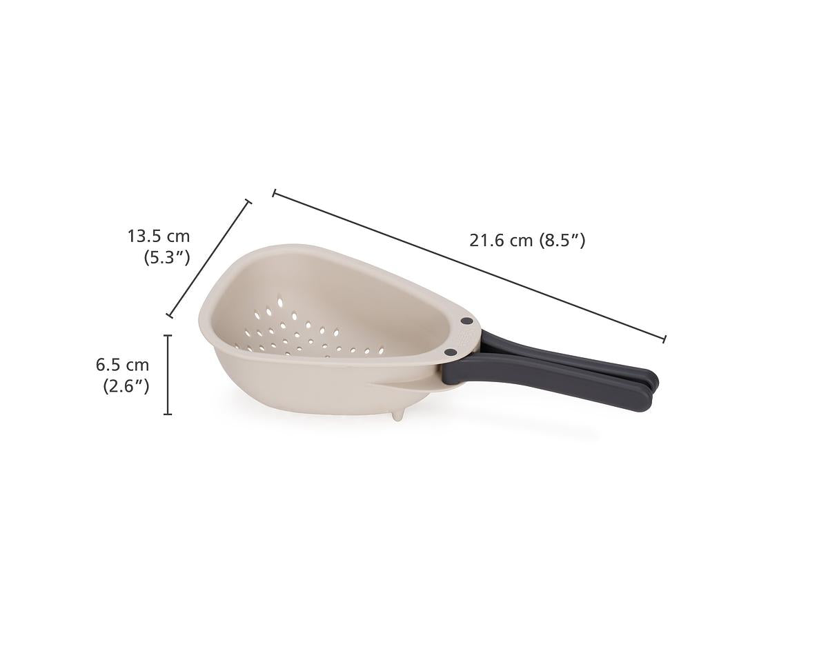 Droplet Large White Colander with Folding Handle