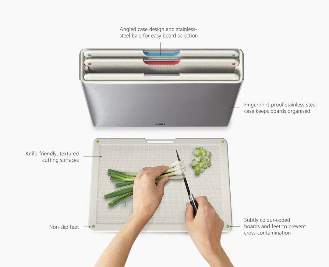 Steel 4-piece Stone Chopping Board Set With Stainless-Steel Case