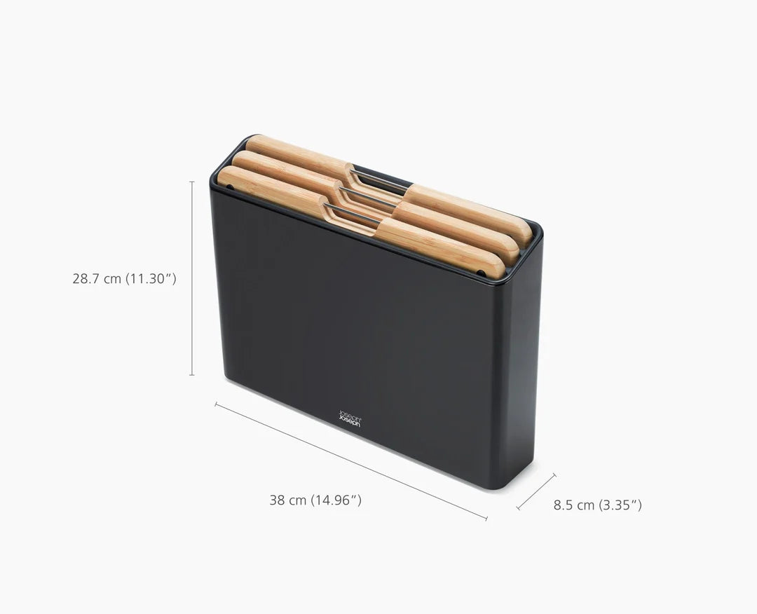 Steel 3-Piece Bamboo Chopping Board Set With Black Stainless-Steel Case