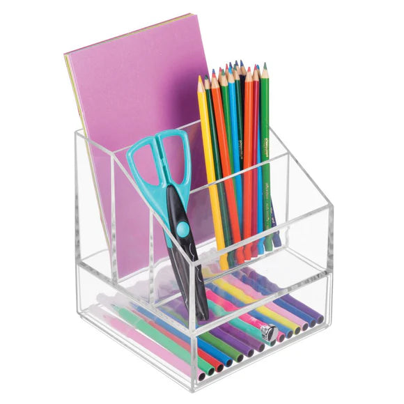 Cosmetic Palette Organiset- Multi Compartment with Drawer - Clear