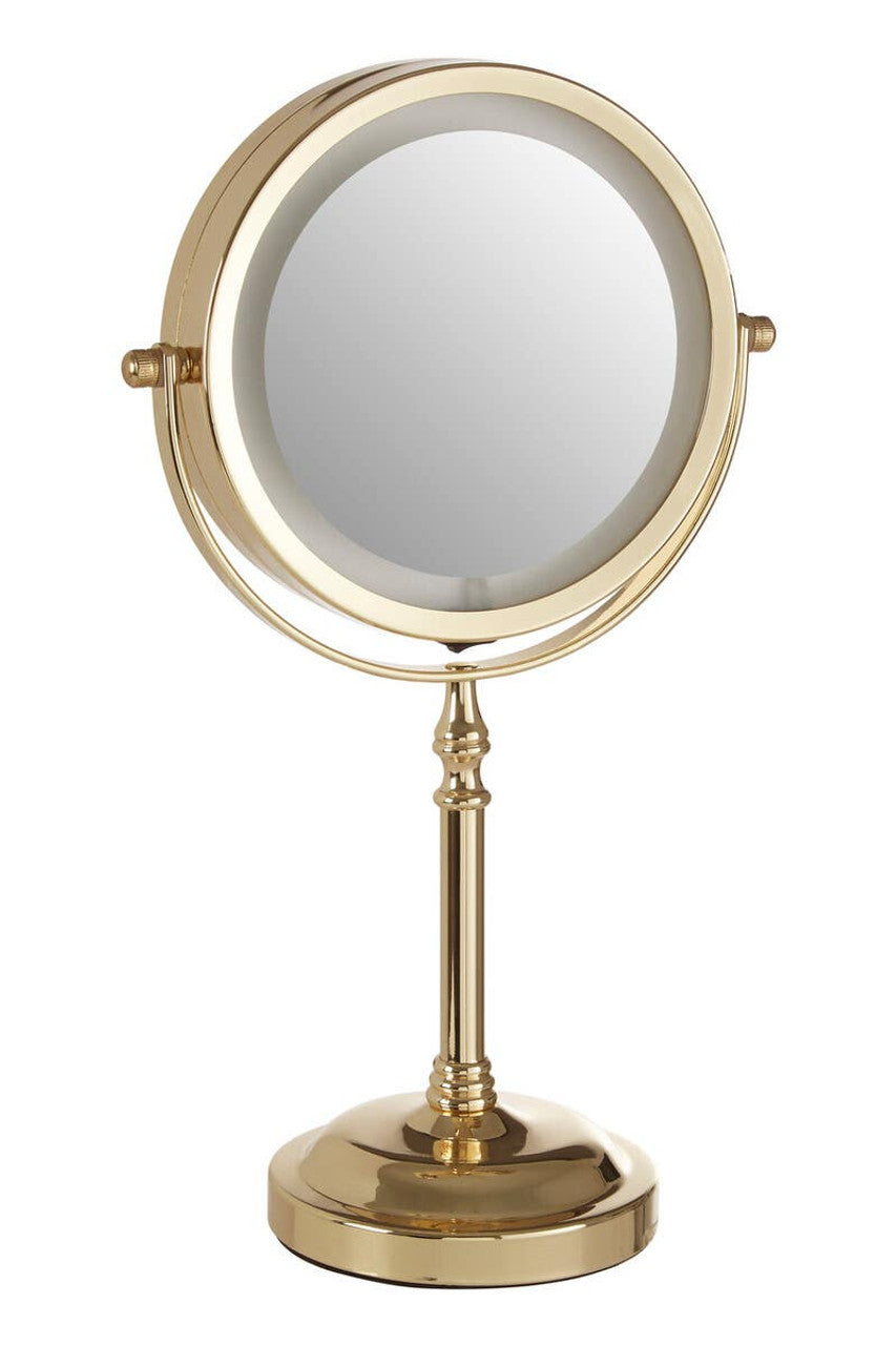 Cassini Gold Finish LED Large Table Mirror