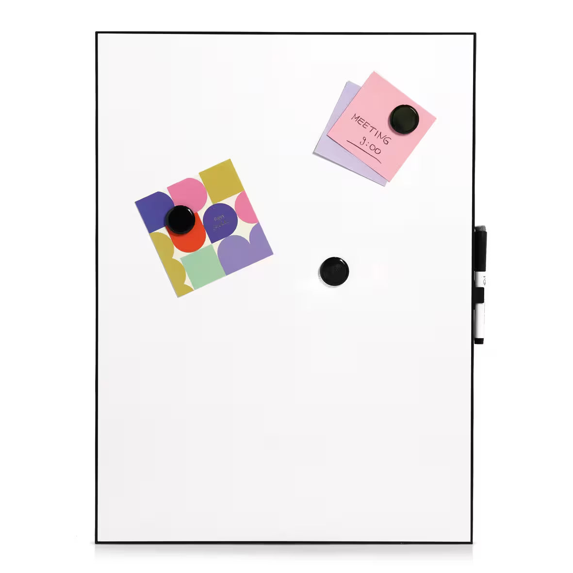 Magnetic Noice Board- White with Slim Black Frame- 43 x 58cm