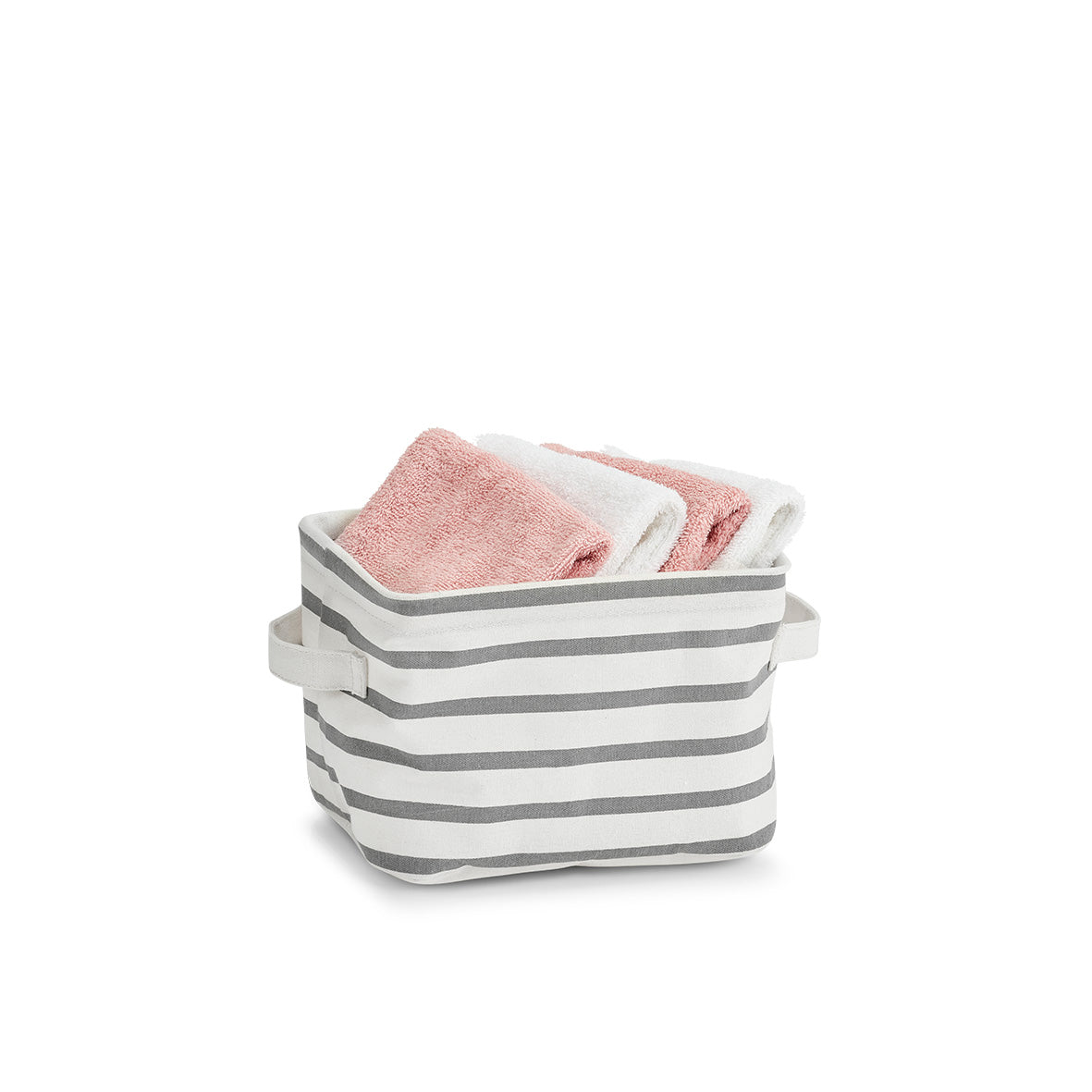 Storage Basket "Stripes", Canvas - Grey - Various Sizes