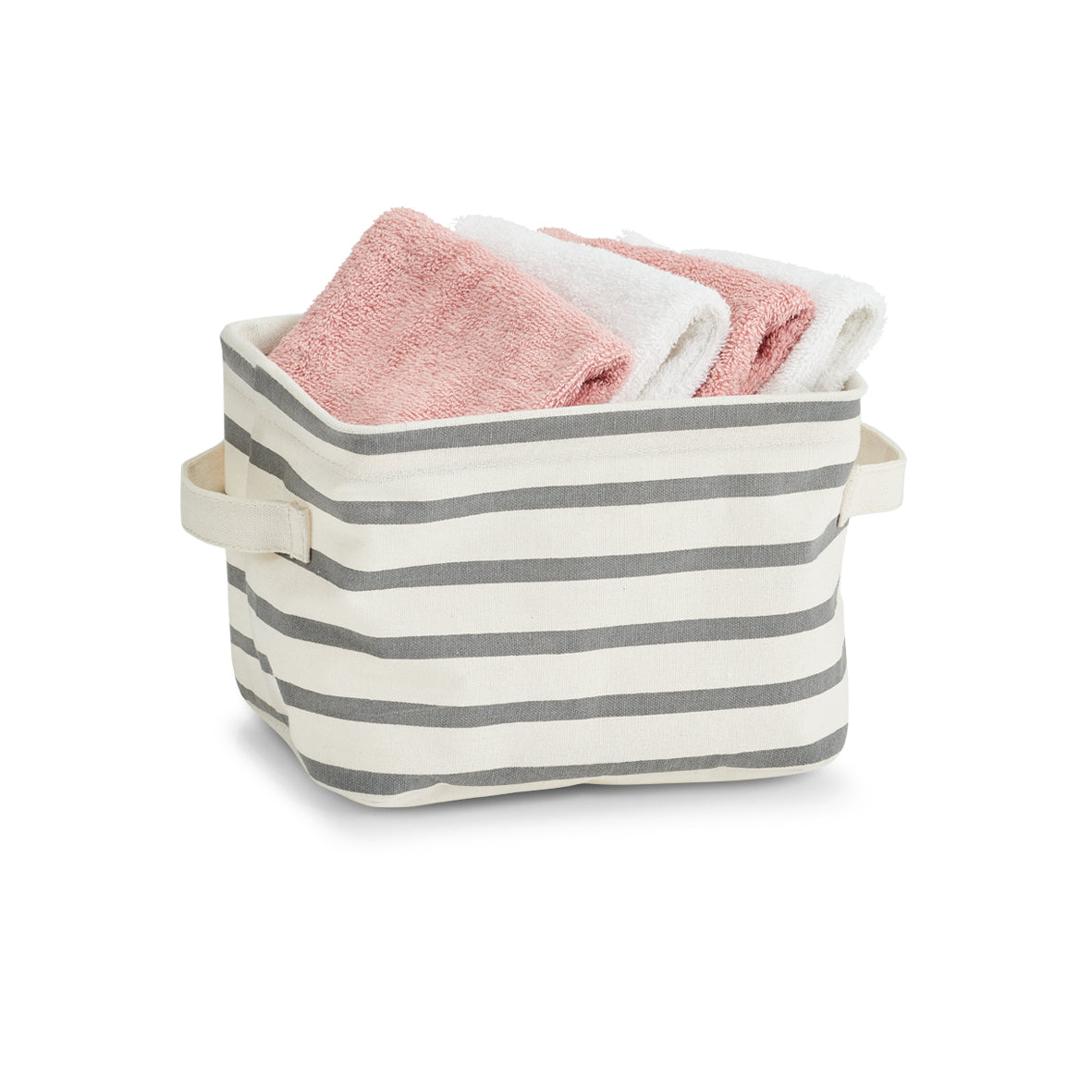 Storage Basket "Stripes", Canvas - Grey - Various Sizes