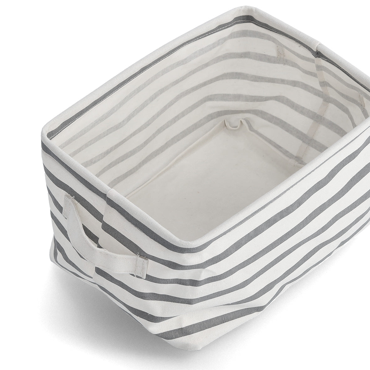 Storage Basket "Stripes", Canvas - Grey - Various Sizes