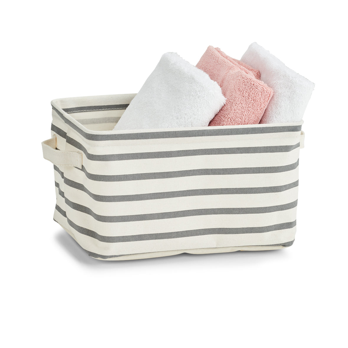 Storage Basket "Stripes", Canvas - Grey - Various Sizes