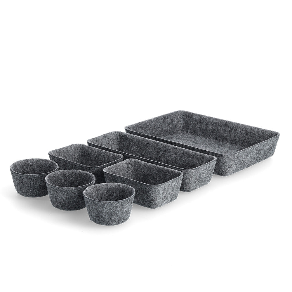 Organiser Set, 8pcs, Felt, Grey