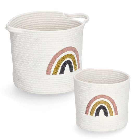 Storage Basket Rainbow, Cotton/Polyester - White