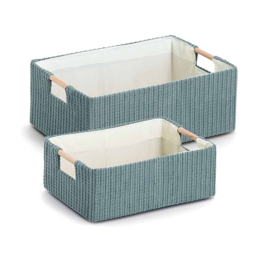 Storage Basket, Cotton/Polyester/Wood, Sage - Various Sizes