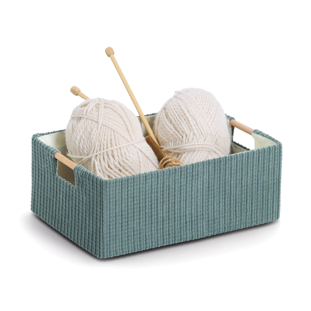 Storage Basket, Cotton/Polyester/Wood, Sage - Various Sizes