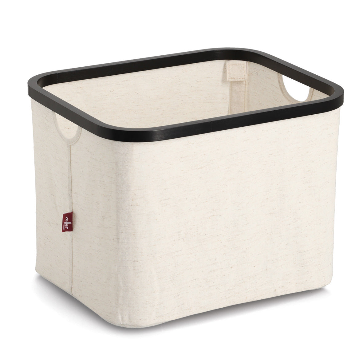 Storage Basket- Polyester/Bamboo-Cream/Black