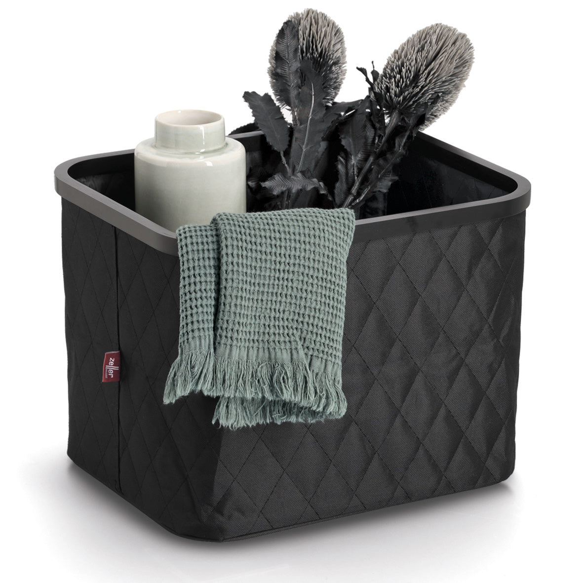 Storage Basket- Polyester/Bamboo-Black