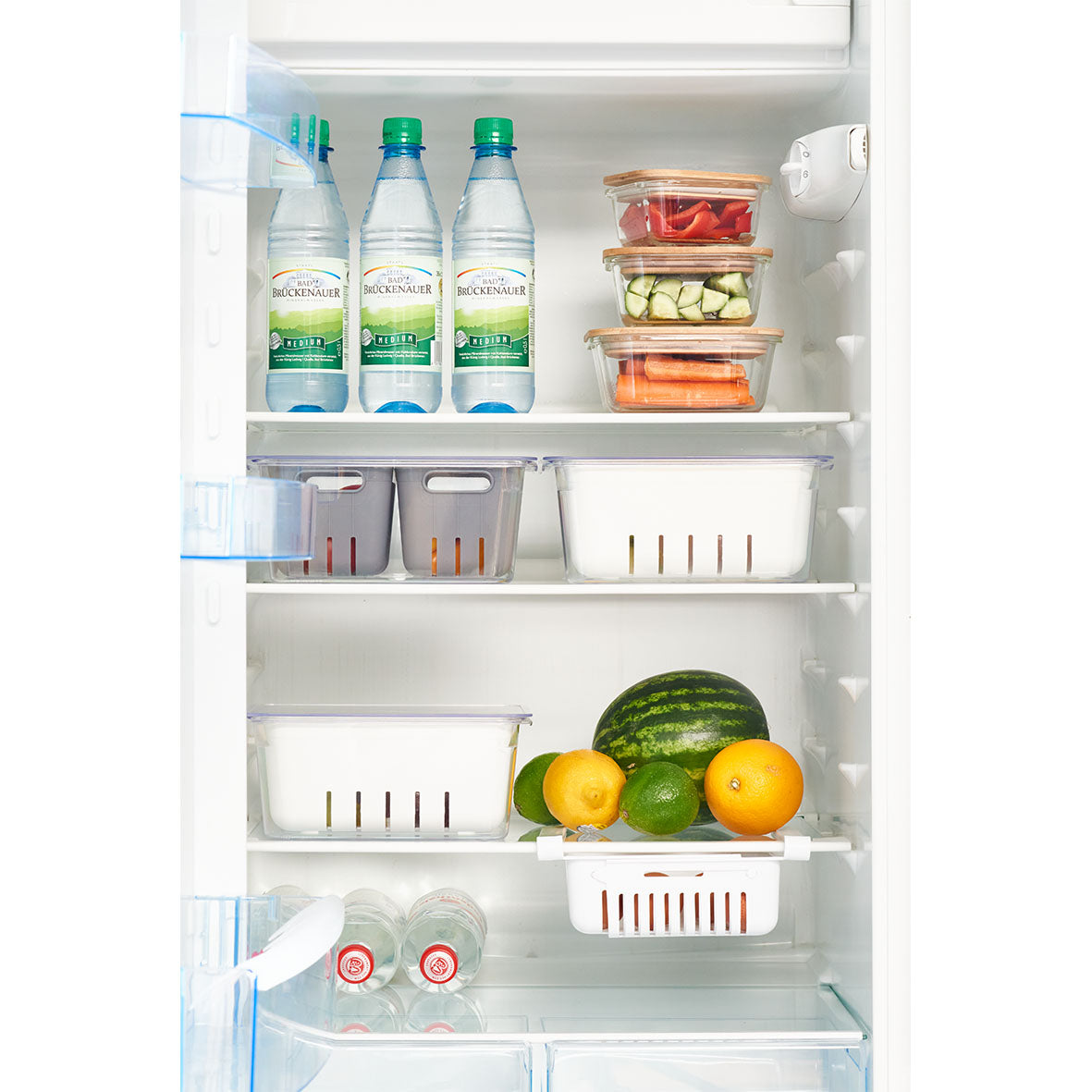 Plastic Fridge Box With Divider - Grey