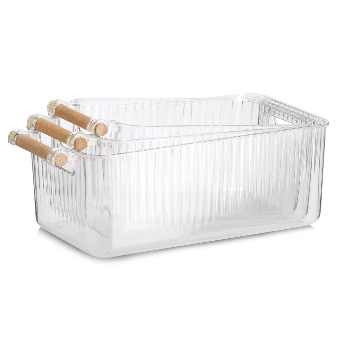 Storage Box Plastic& Bamboo -3-Piece Set