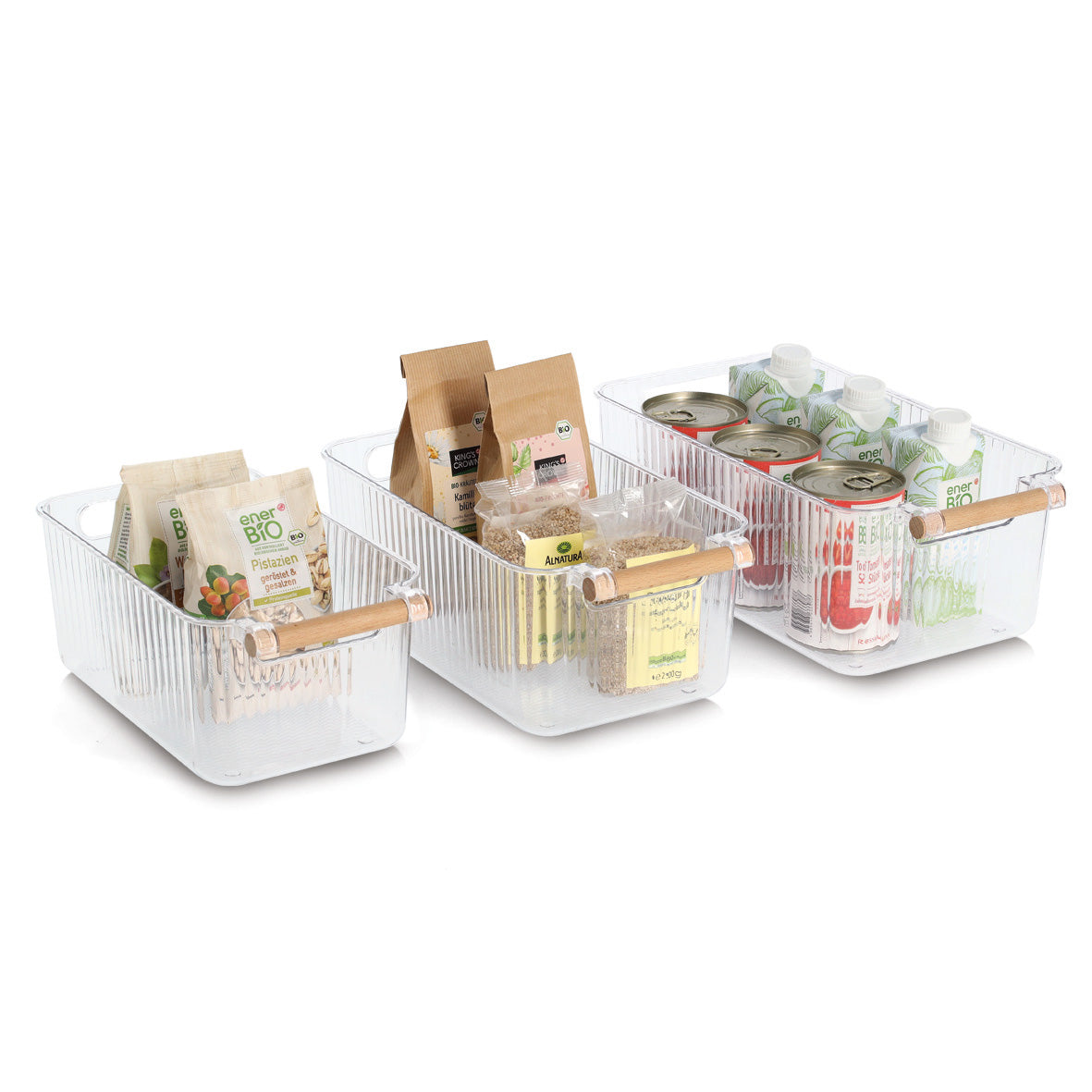 Storage Box Plastic& Bamboo -3-Piece Set