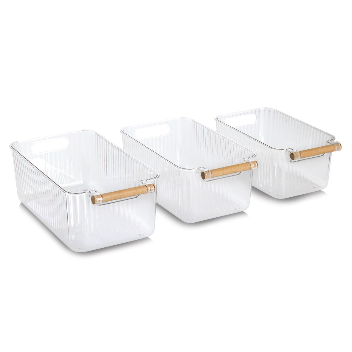Storage Box Plastic& Bamboo -3-Piece Set