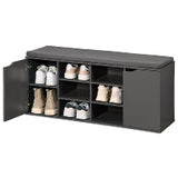 Shoe Cabinet With Seat Cushion, 2 Doors And 2 Compartments - Grey