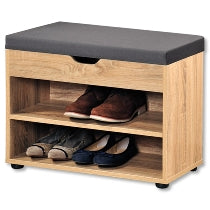 Shoe Cabinet With Seat Cushion Light Oak/Grey