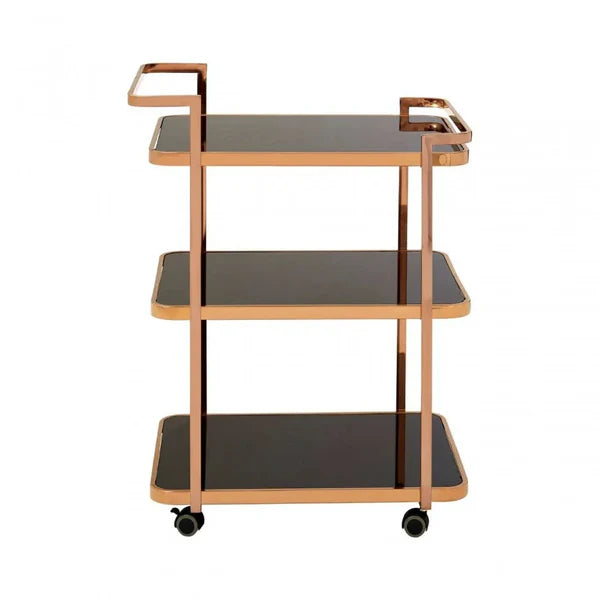 Alvero Rose Gold Premium 3 Shelf Drinks Trolly
