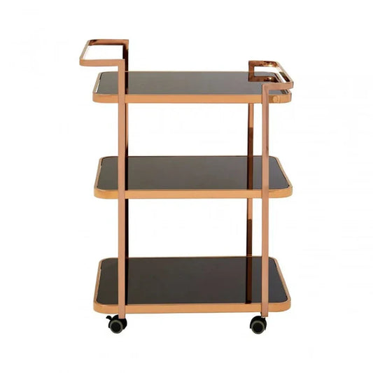 Alvero Rose Gold Premium 3 Shelf Drinks Trolly