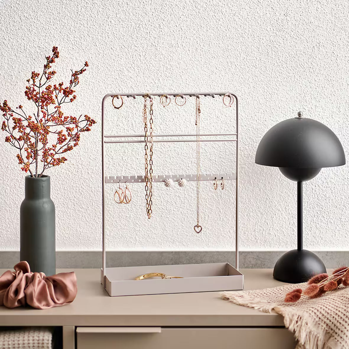 Jewelry Organizer- Metal, -Greige