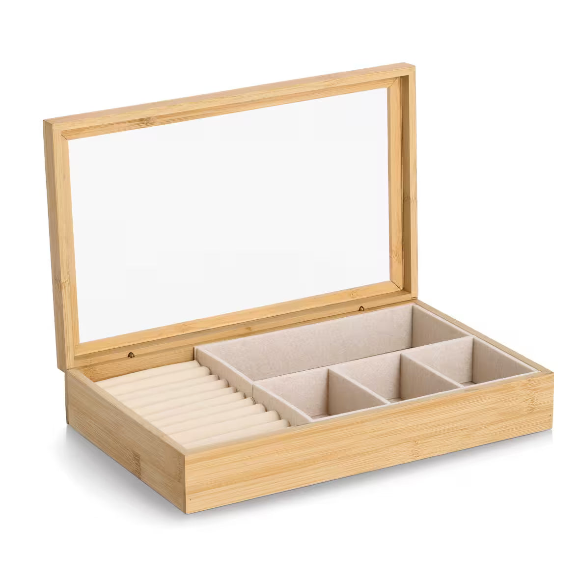 Jewelry Box- Bamboo with Glass lID