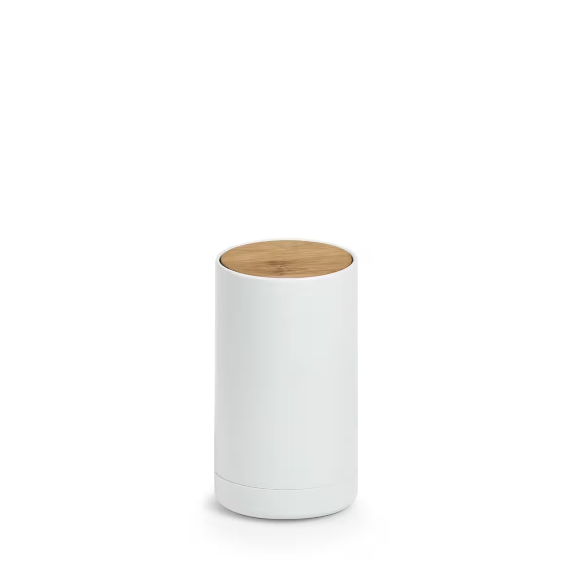 Cotton Swab Dispenser- Plastic/Bamboo- White