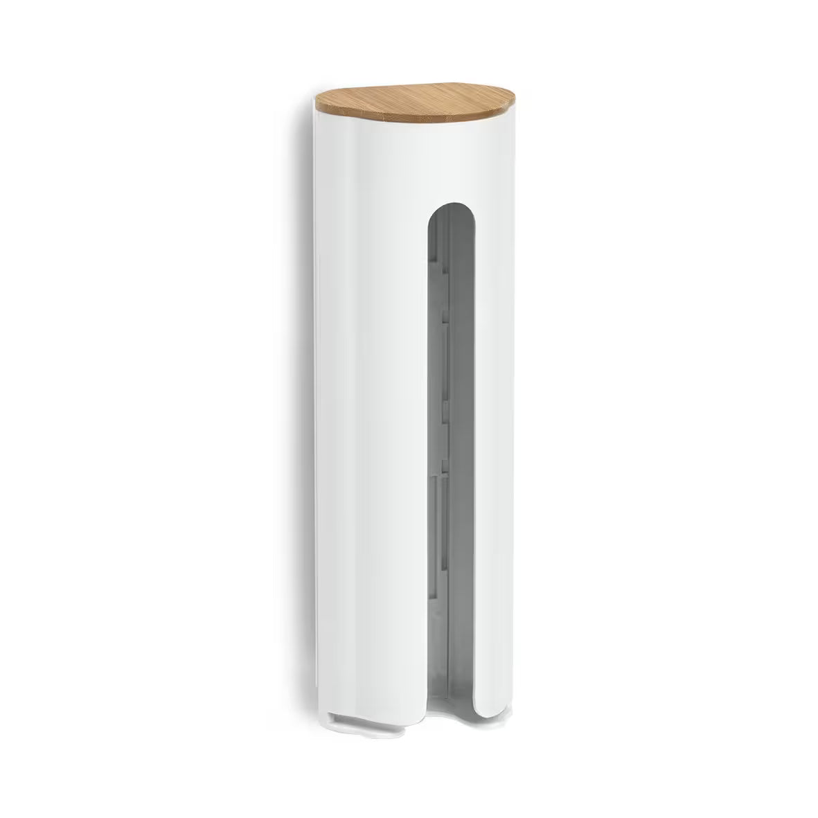 Cotton Pad Dispenser- Plastic/Bamboo- White - The Organised Store