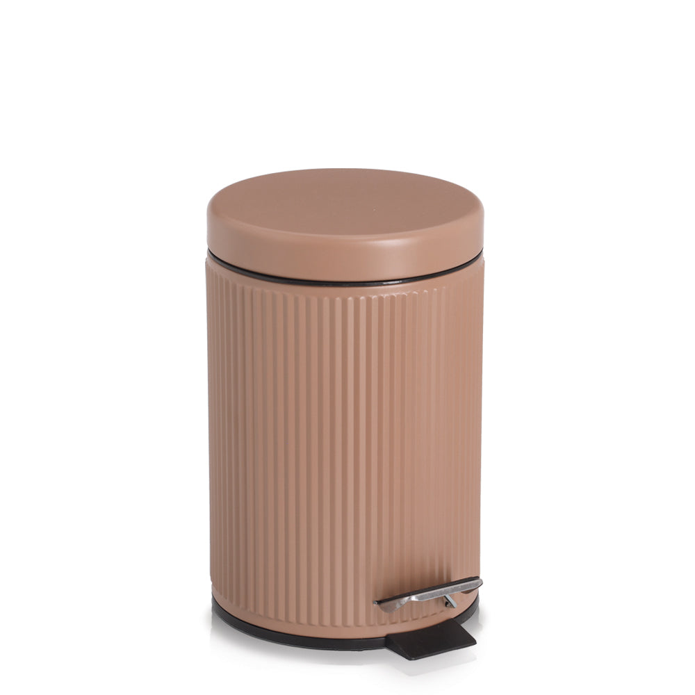Toilet Accessories, Pedal Bin & Toilet Brush - Ribbed, Mocca Range