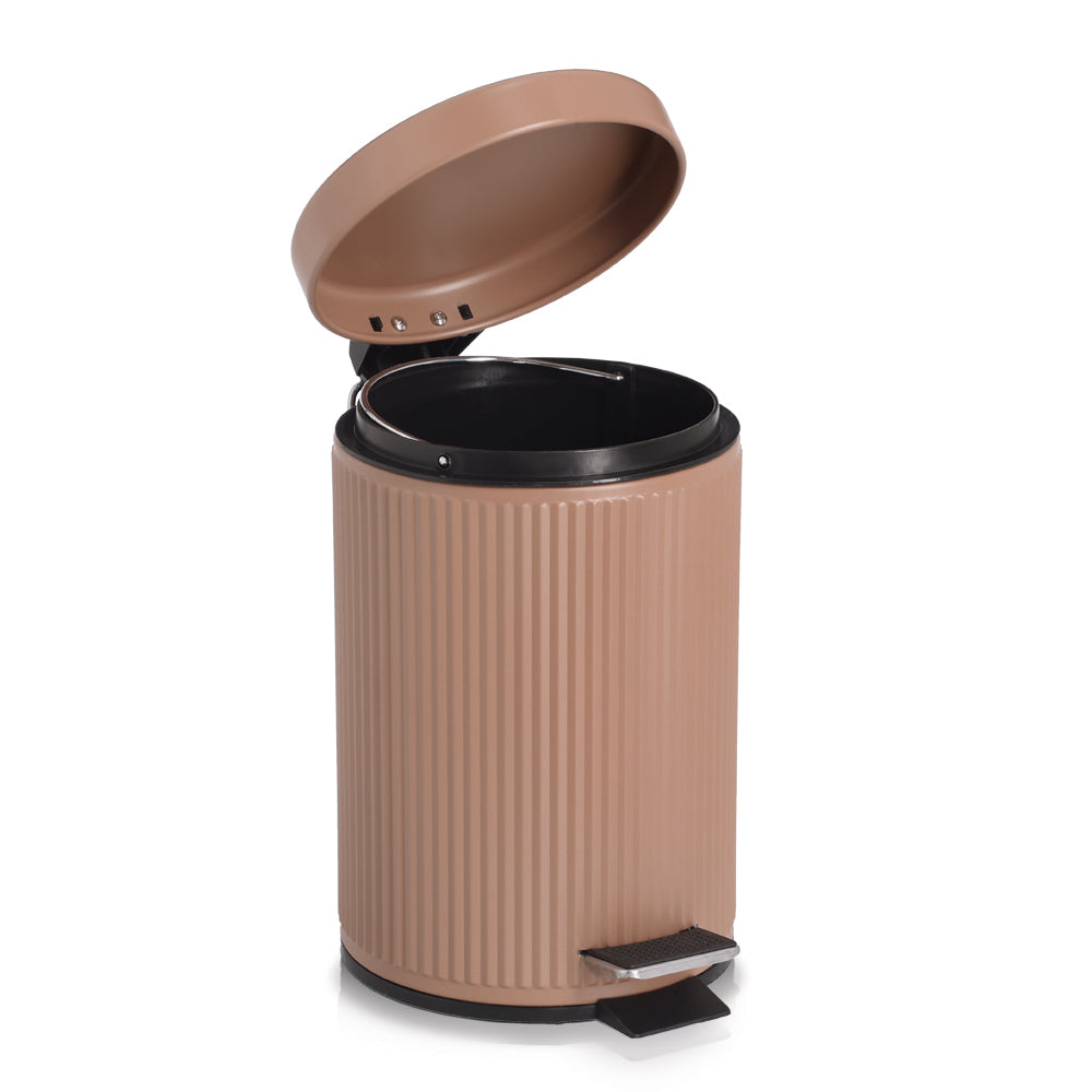 Toilet Accessories, Pedal Bin & Toilet Brush - Ribbed, Mocca Range