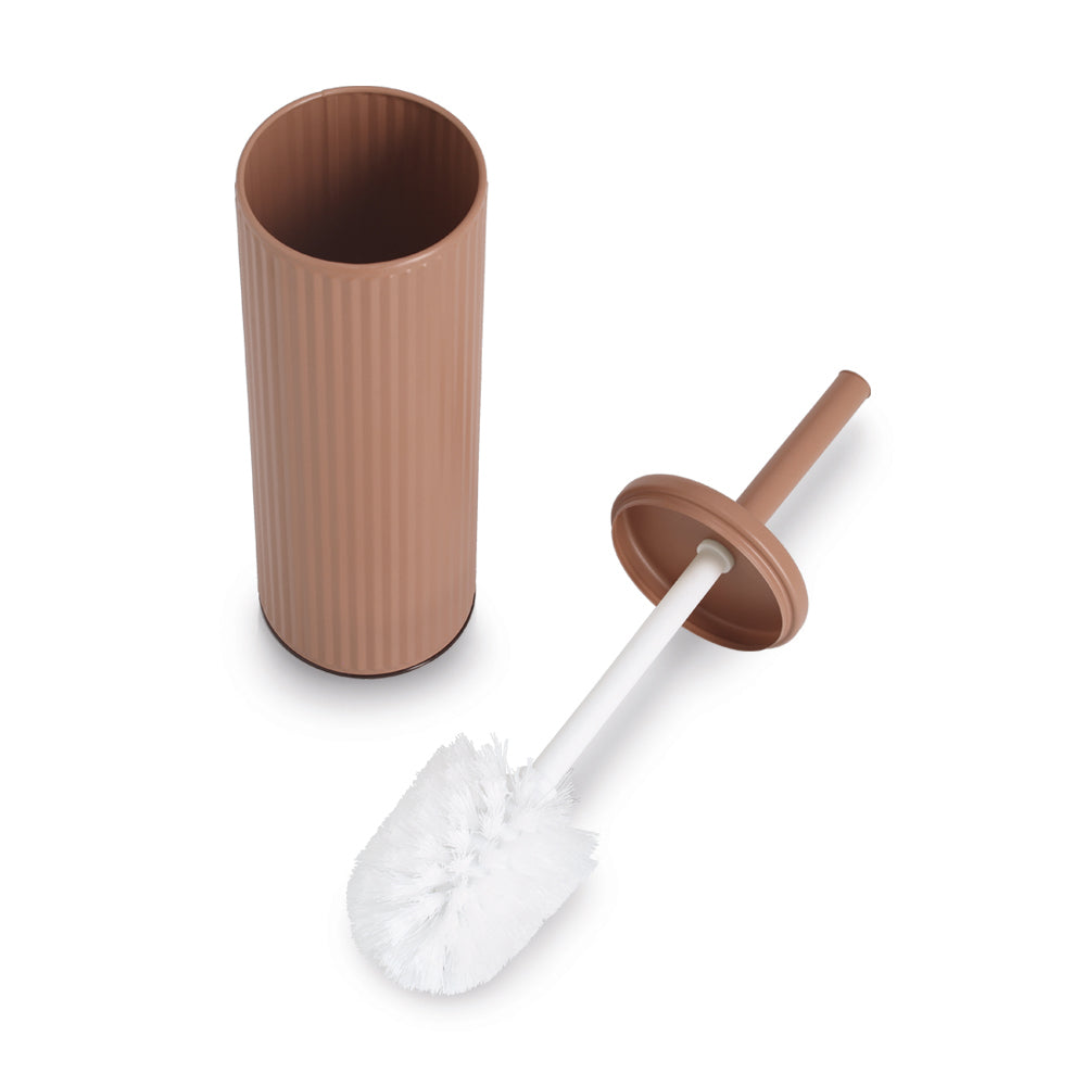 Toilet Accessories, Pedal Bin & Toilet Brush - Ribbed, Mocca Range