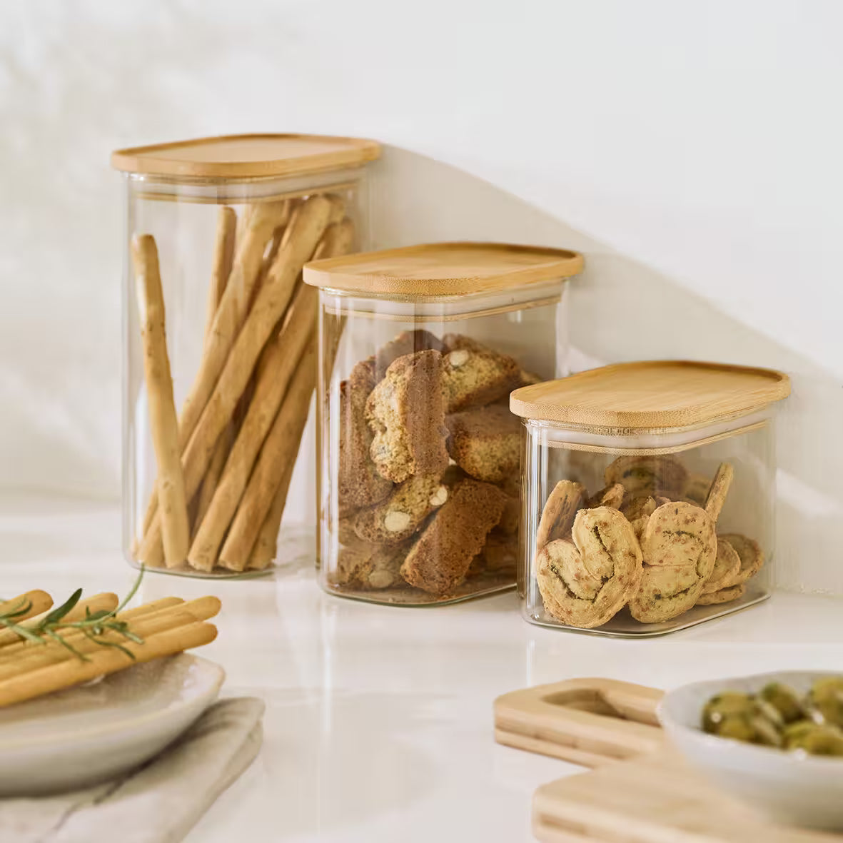 Glass Storage Jar with Bamboo Lid-Various Sizes - The Organised Store