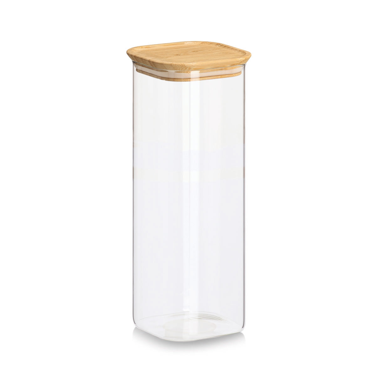 Glass & Bamboo Storage Jars- Set of 6- Stackable - The Organised Store