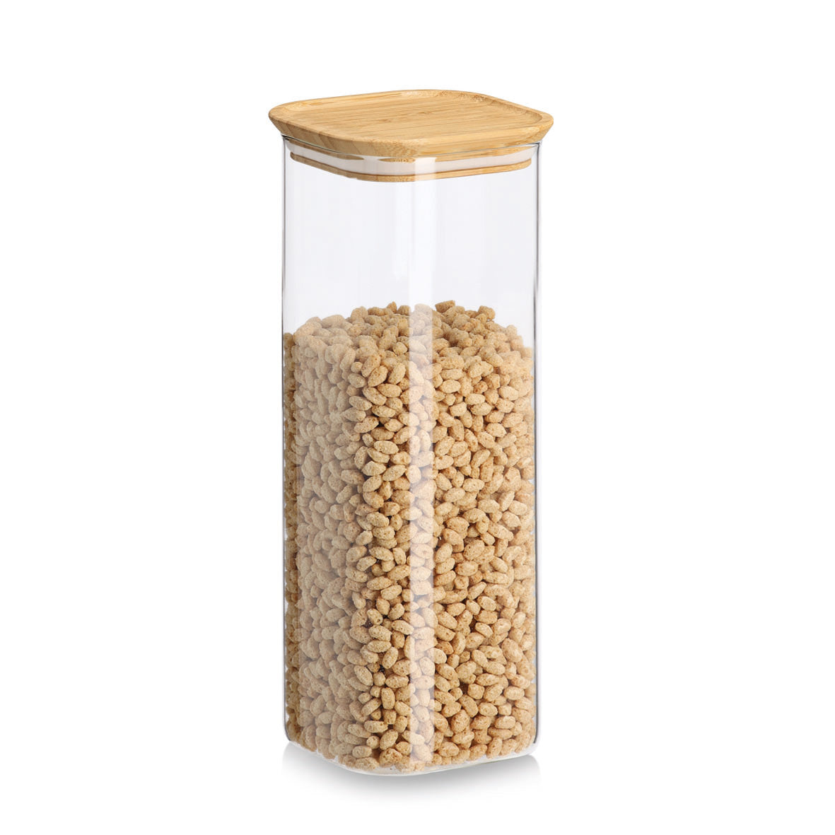 Glass & Bamboo Storage Jars- Set of 6- Stackable - The Organised Store