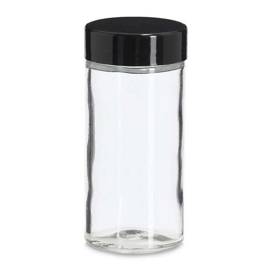 Glass Spice Jar with Plastic Lid- 90ml- black lid